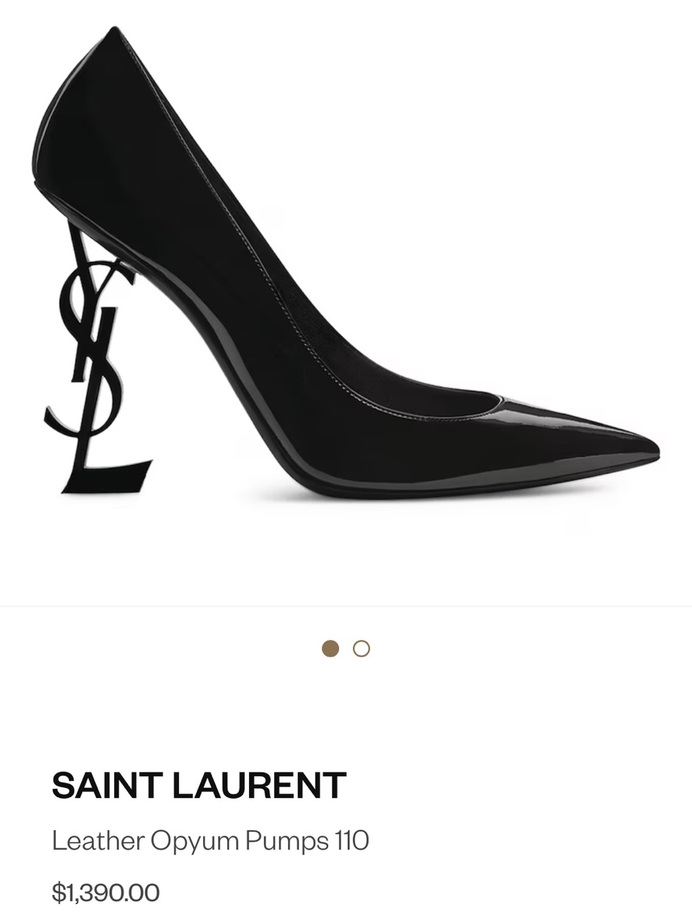 Saint Laurent Black Patent Opyum Logo-Heel Pointed Pump